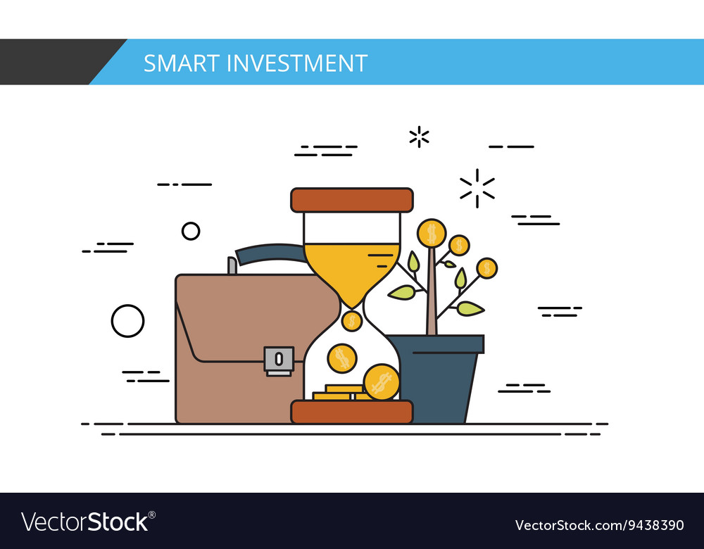 Intelligente Investitionszeit ist Geld dünne Linie flach
