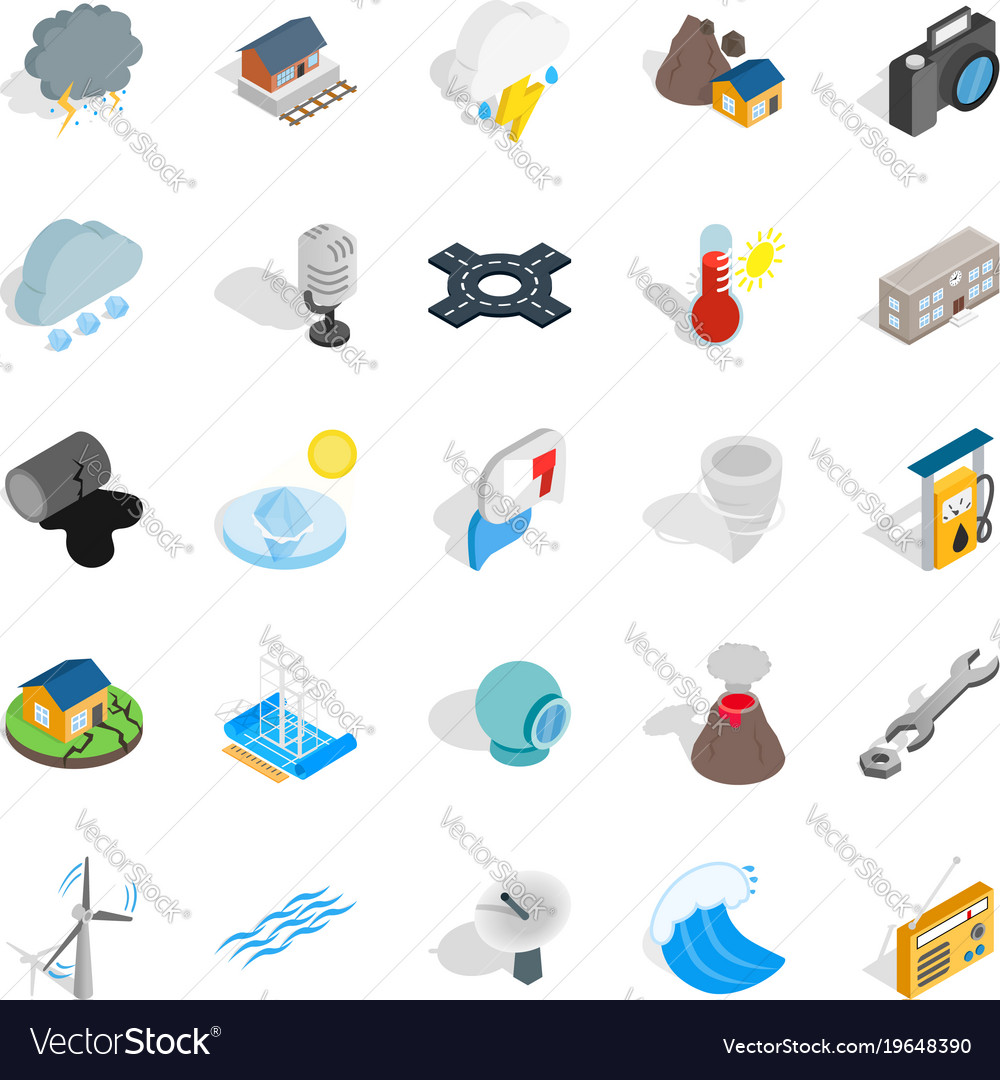 Vigor icons set isometric style Royalty Free Vector Image