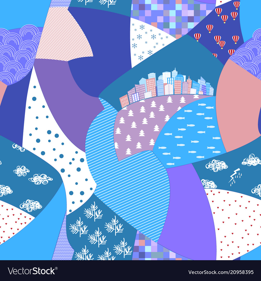 Abstract hand drawn seamless patchwork pattern vector image Abstract hand drawn seamless patchwork pattern