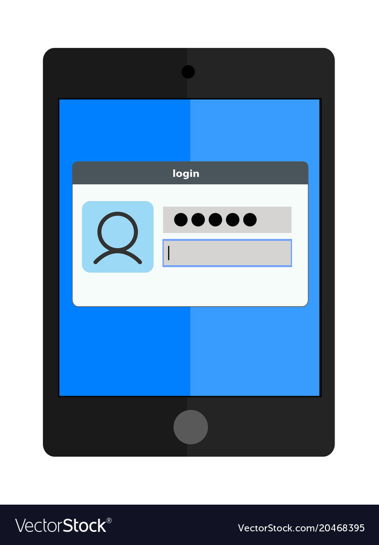 Authentication window on the tablet screen