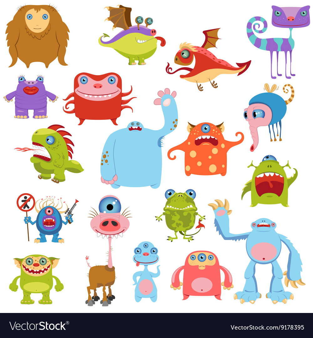 Cartoon cute monsters set Royalty Free Vector Image