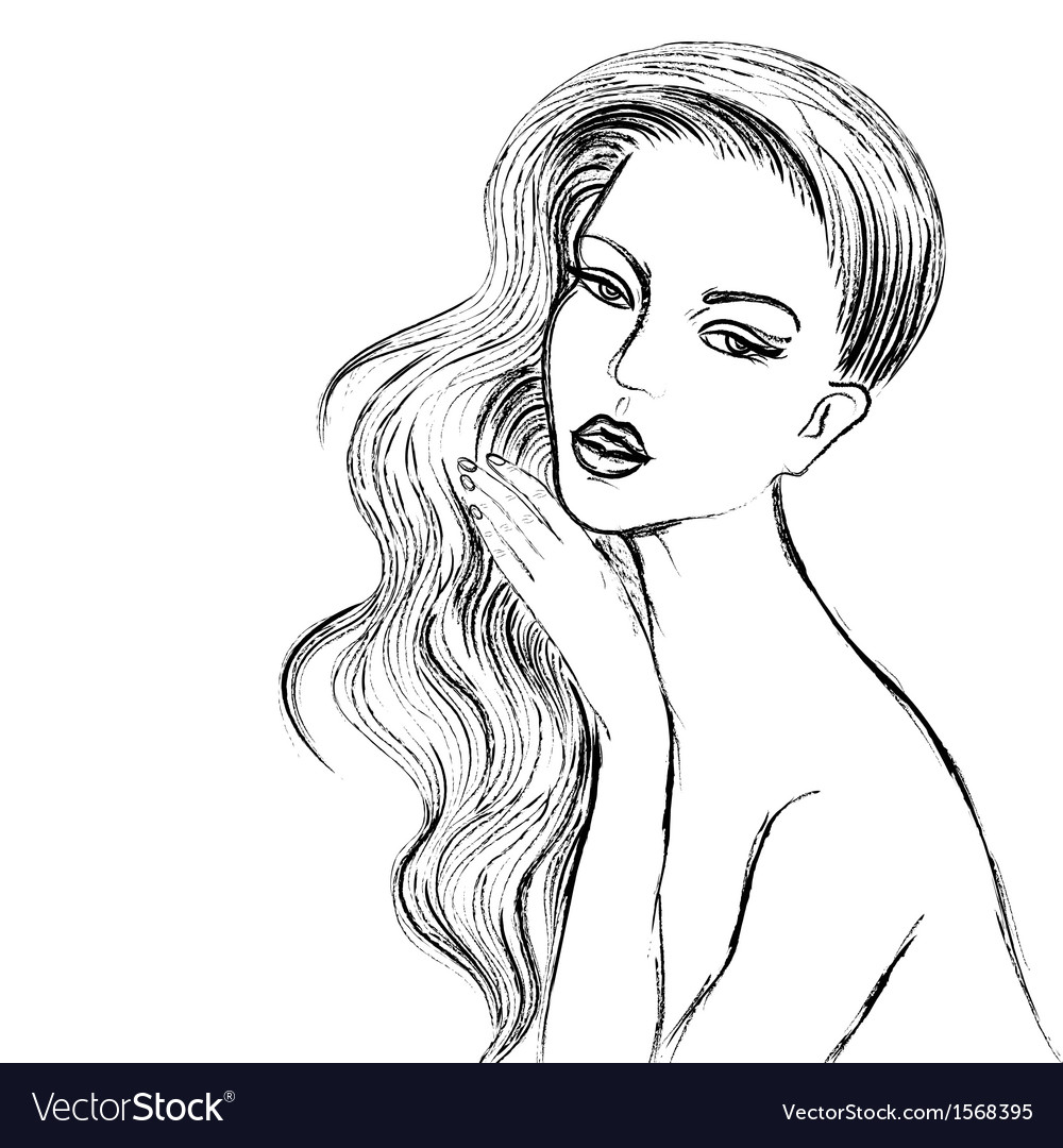 Line Drawing Of Beautiful Woman Sitting By The Sea PNG Images | PSD Free  Download - Pikbest