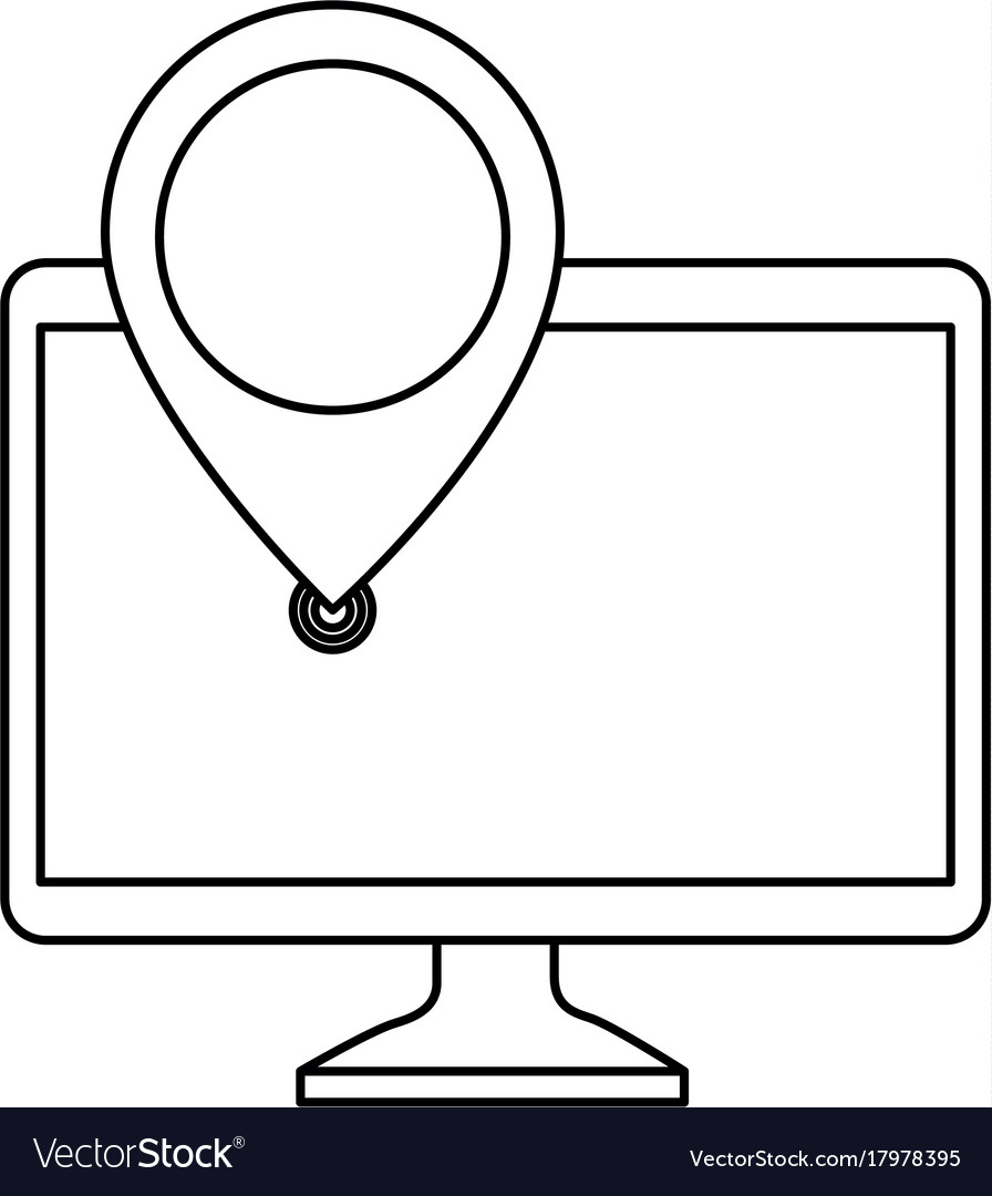 Computer with pointer location isolated icon