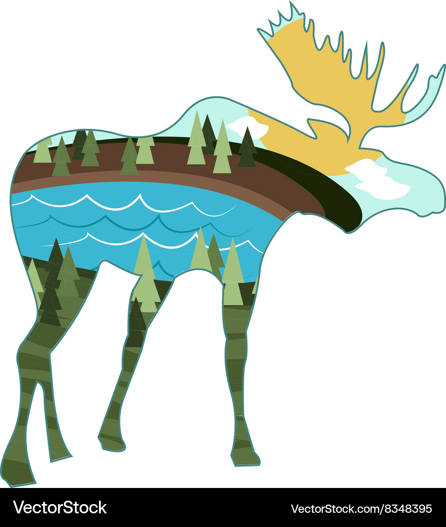 Landscape moose Royalty Free Vector Image - VectorStock