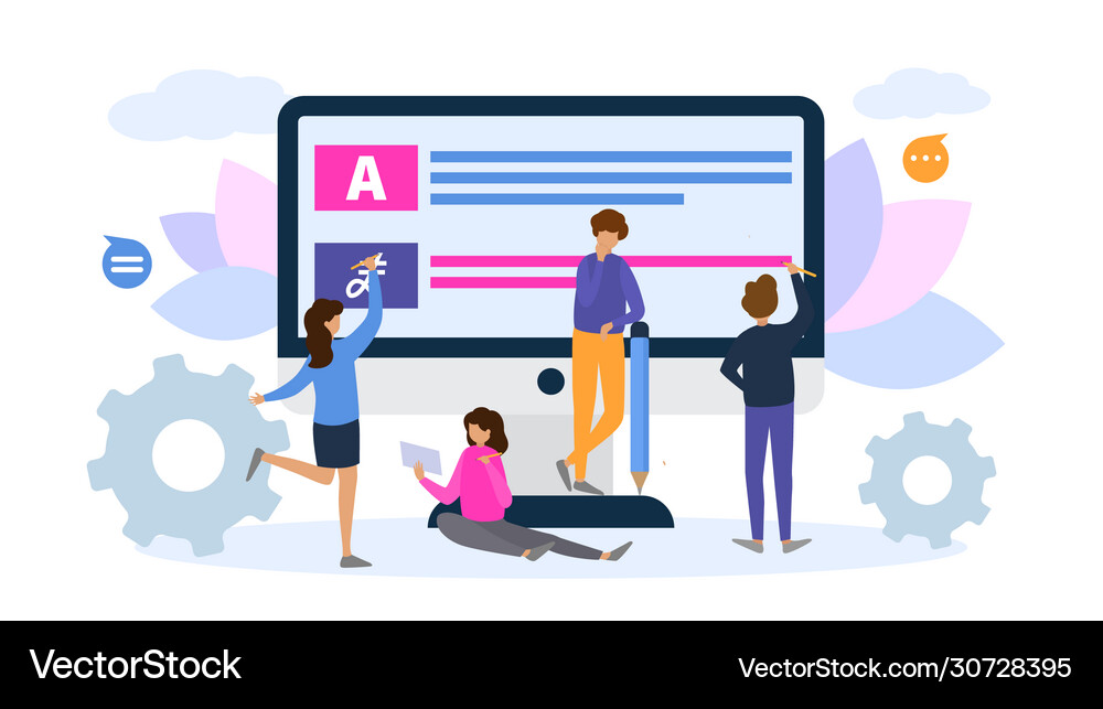 Online learning language tiny character people Vector Image
