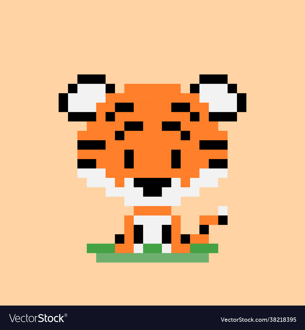 Pixel tiger image for 8 bit game assets