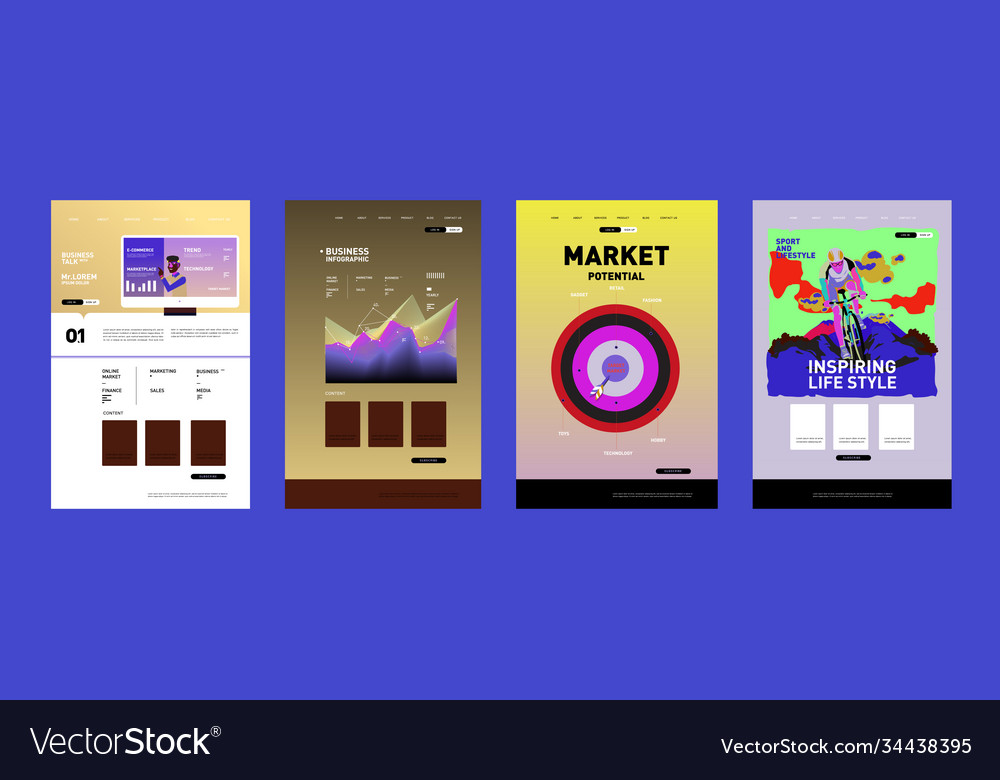 Presentation and website interface layout design Vector Image Presentation and website interface layout design