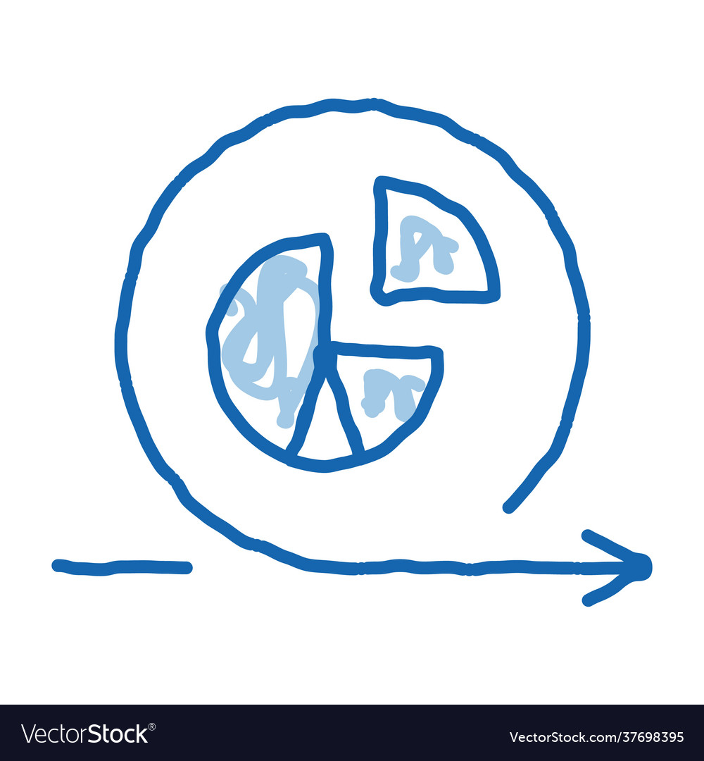 Round graph in center agile arrow mark doodle icon vector image Round graph in center agile arrow mark doodle icon