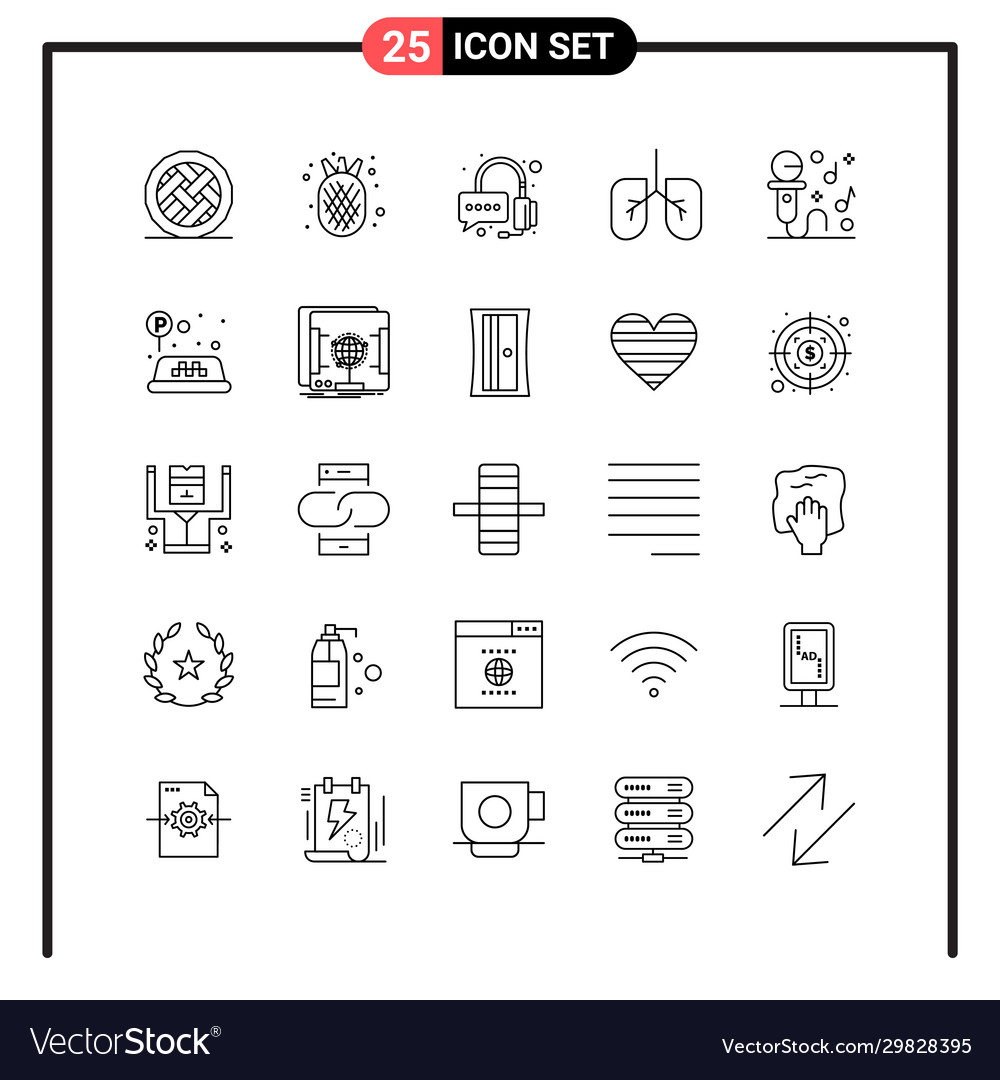 Set 25 line style icons for web and mobile vector image Set 25 line style icons for web and mobile