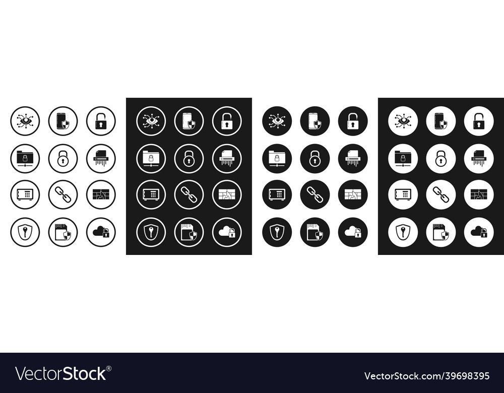 Set open padlock lock ftp folder and eye scan