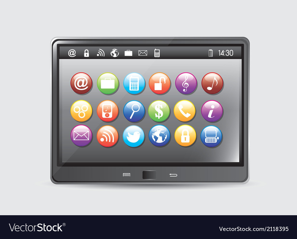 Tablet computer with colorful apps