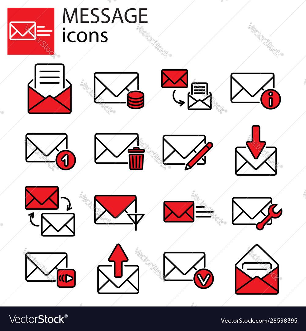 Web icons set messages vector image Web icons set messages