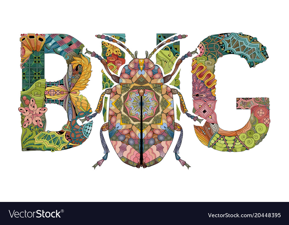 Word bug decorative entangle object Royalty Free Vector