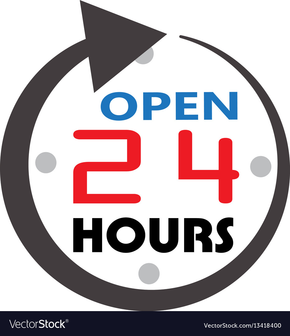 24 hour service open hours icon Royalty Free Vector Image