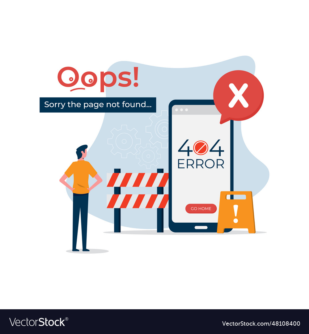 404 error page not found web is working vector image 404 error page not found web is working