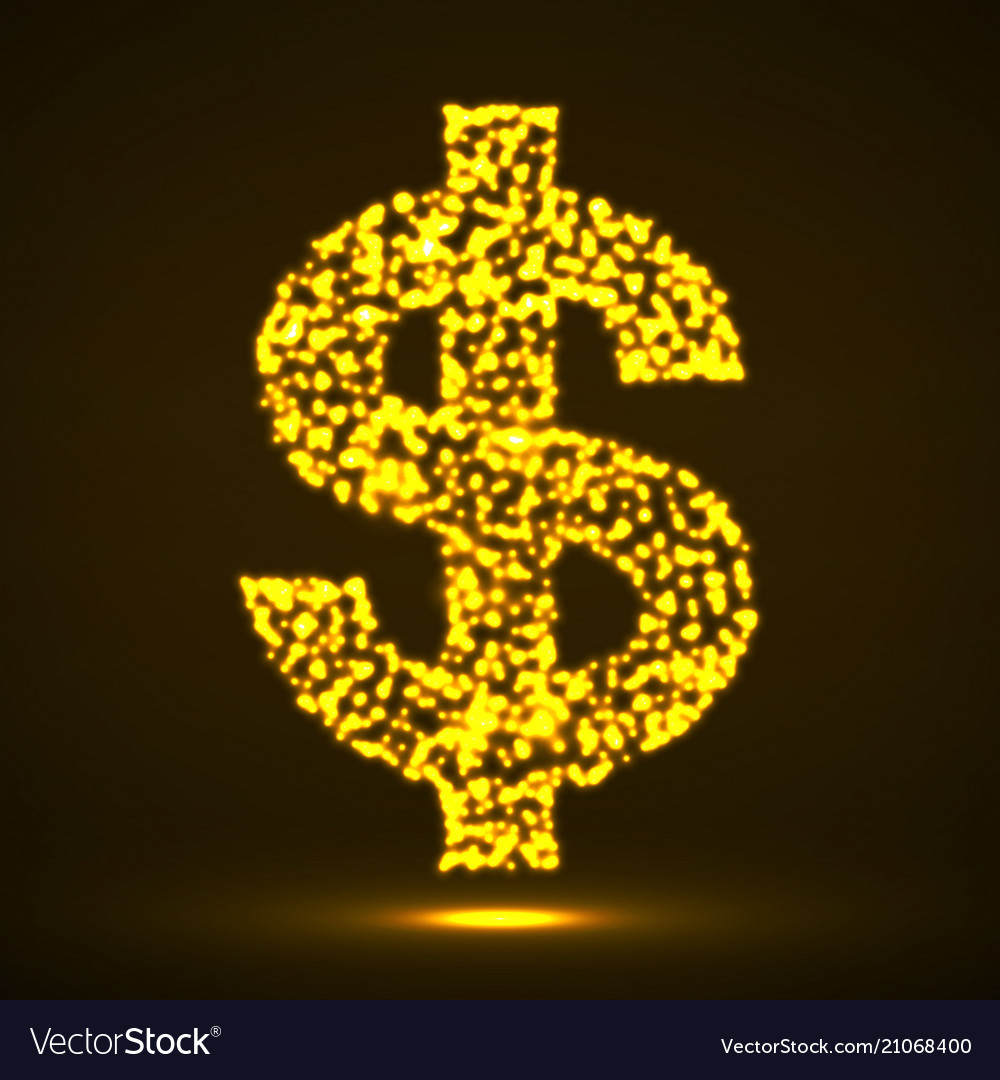 Abstract dollar sing glowing particles Royalty Free Vector