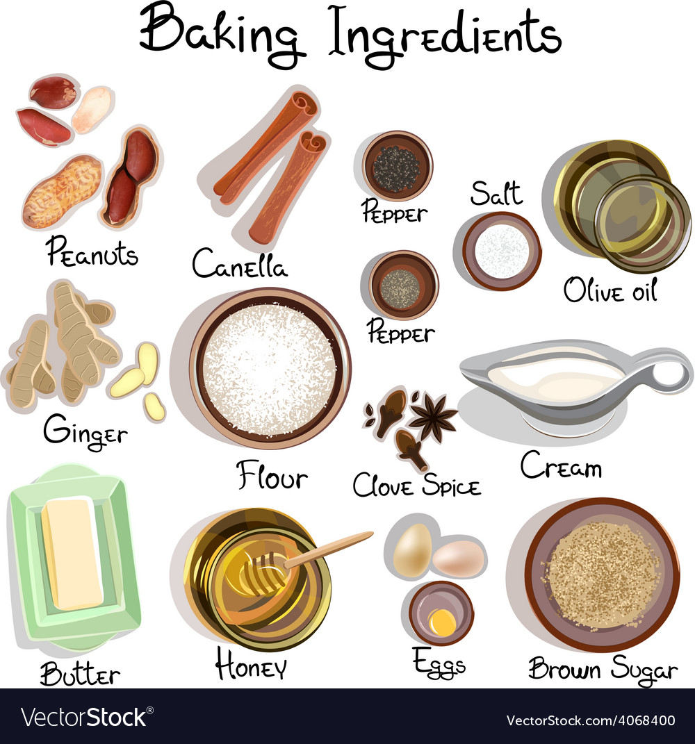 Baking cooking ingredients bake making Royalty Free Vector