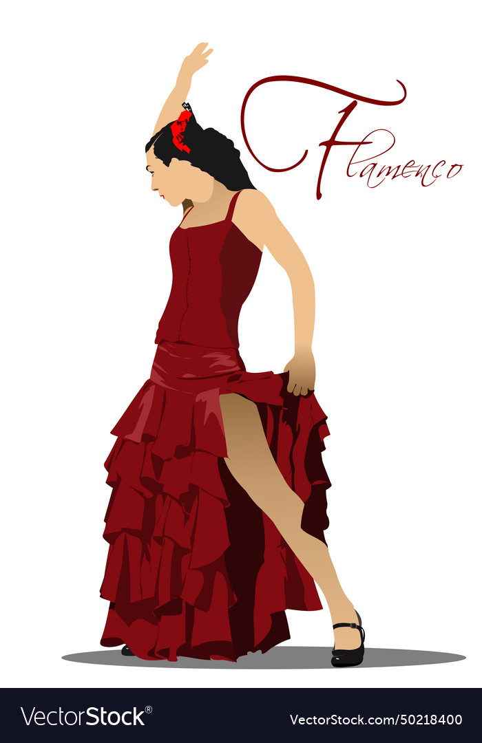 Beautiful young dancing flamenco 3d Royalty Free Vector