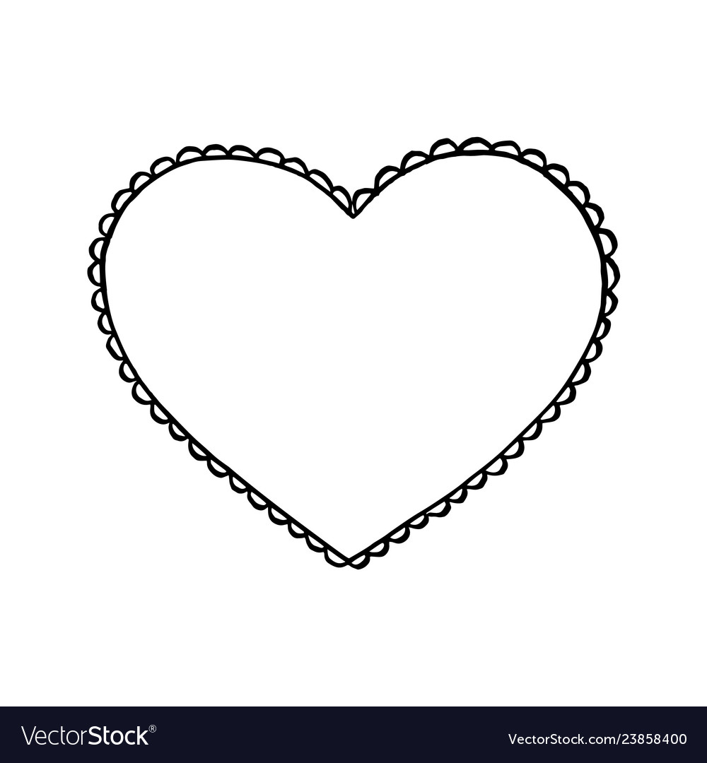 Black hand drawn heart on white background design Vector Image