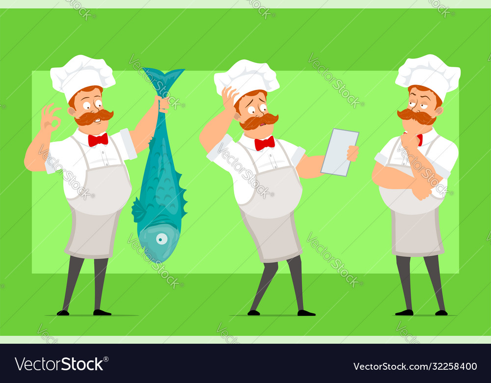 Cartoon flat fat chef cook man character