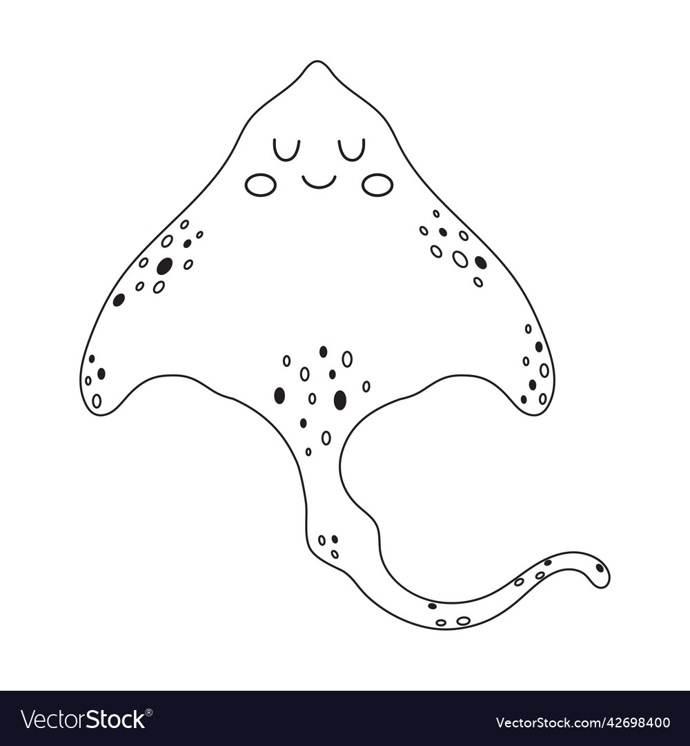 Niedliche Stingray in Silhouette isoliert auf weiß vector image Niedliche Stingray in Silhouette isoliert auf weiß