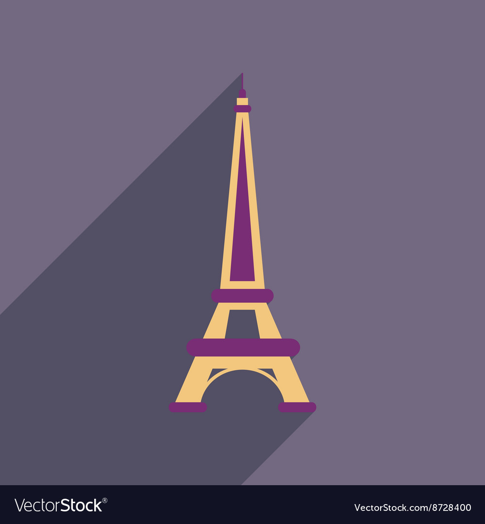 Flat web icon with long shadow eiffel tower