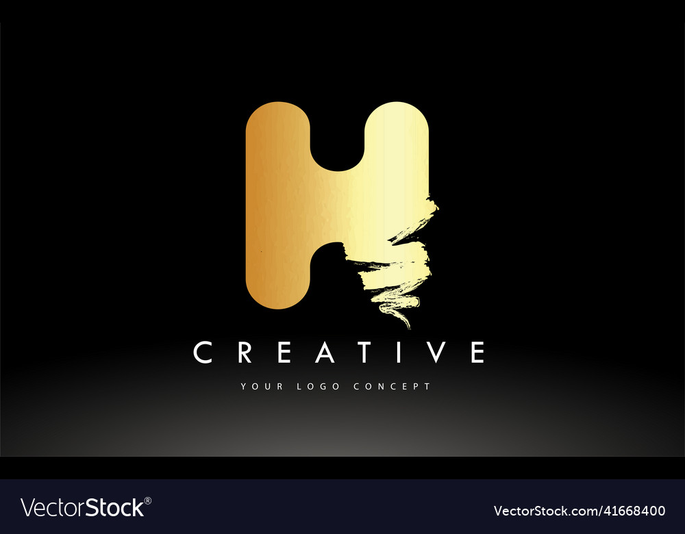 Golden h brushed letter logo brush letters design