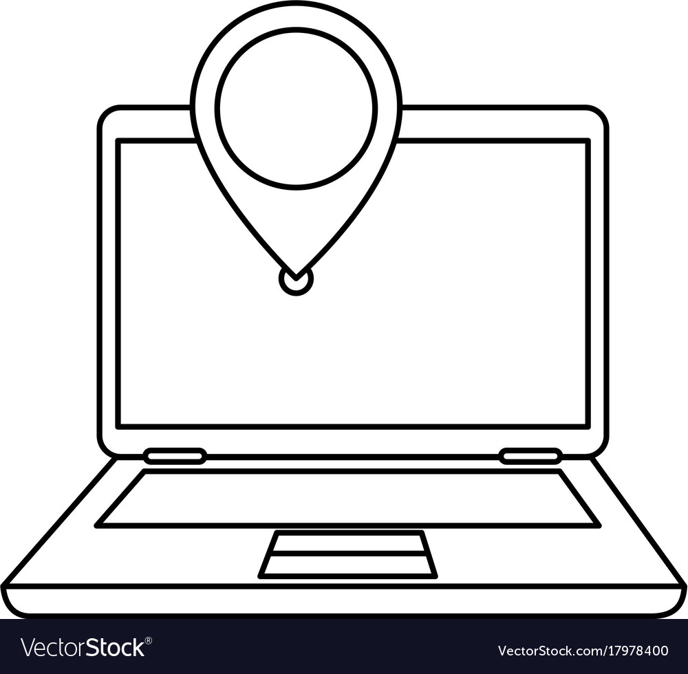 Laptop with pointer location isolated icon