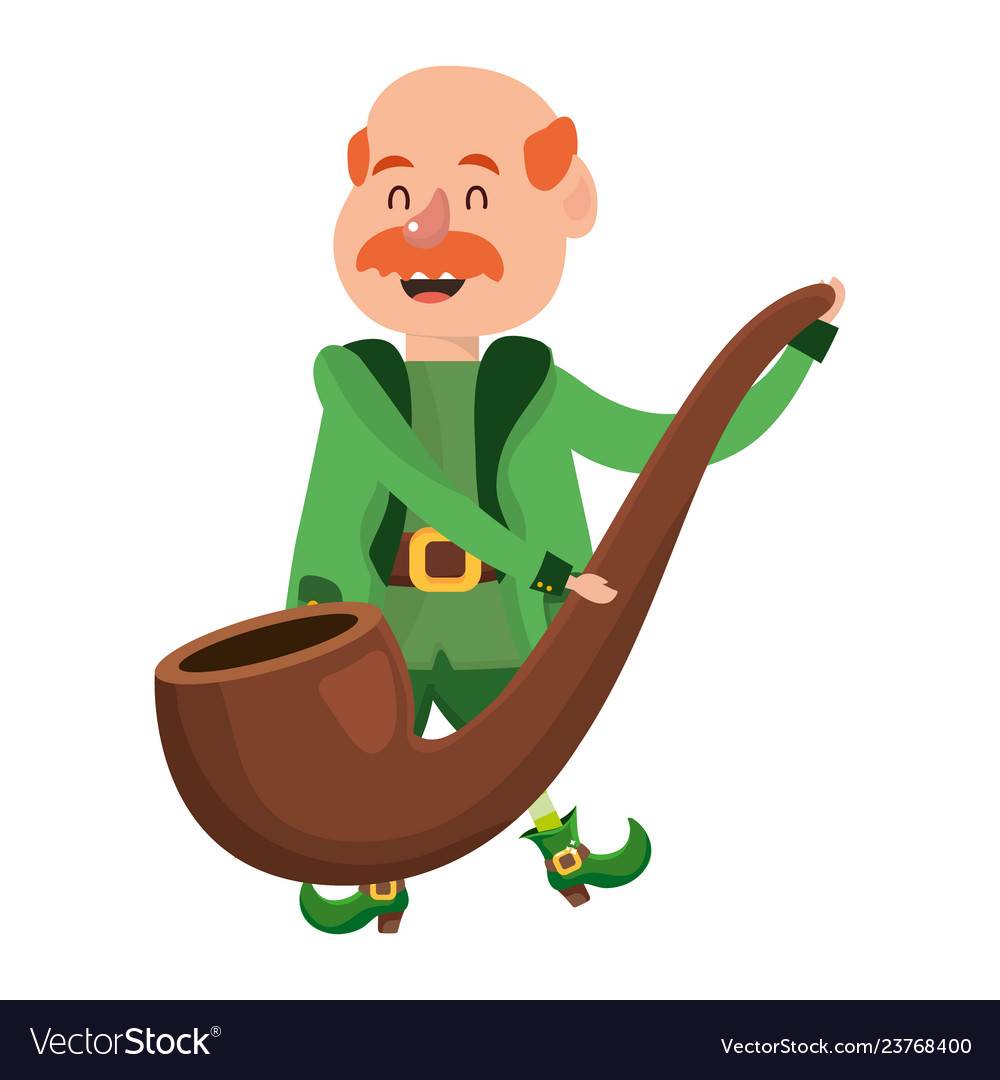 Leprechaun dwarf male holding pipe