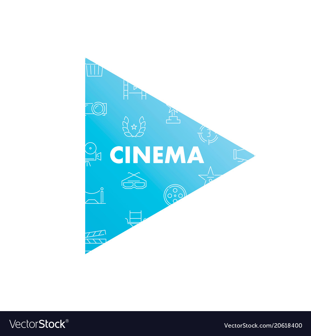 Line icons in play shape cinema