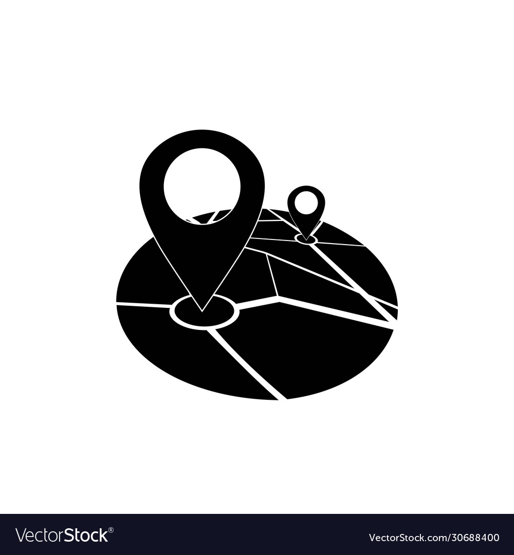 Map location pointer geo pin icon in black vector image Map location pointer geo pin icon in black