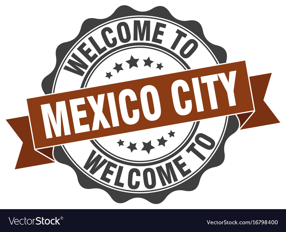 Mexico city round ribbon seal