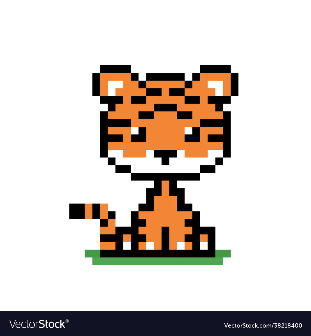 Pixel tiger image for 8 bit game assets