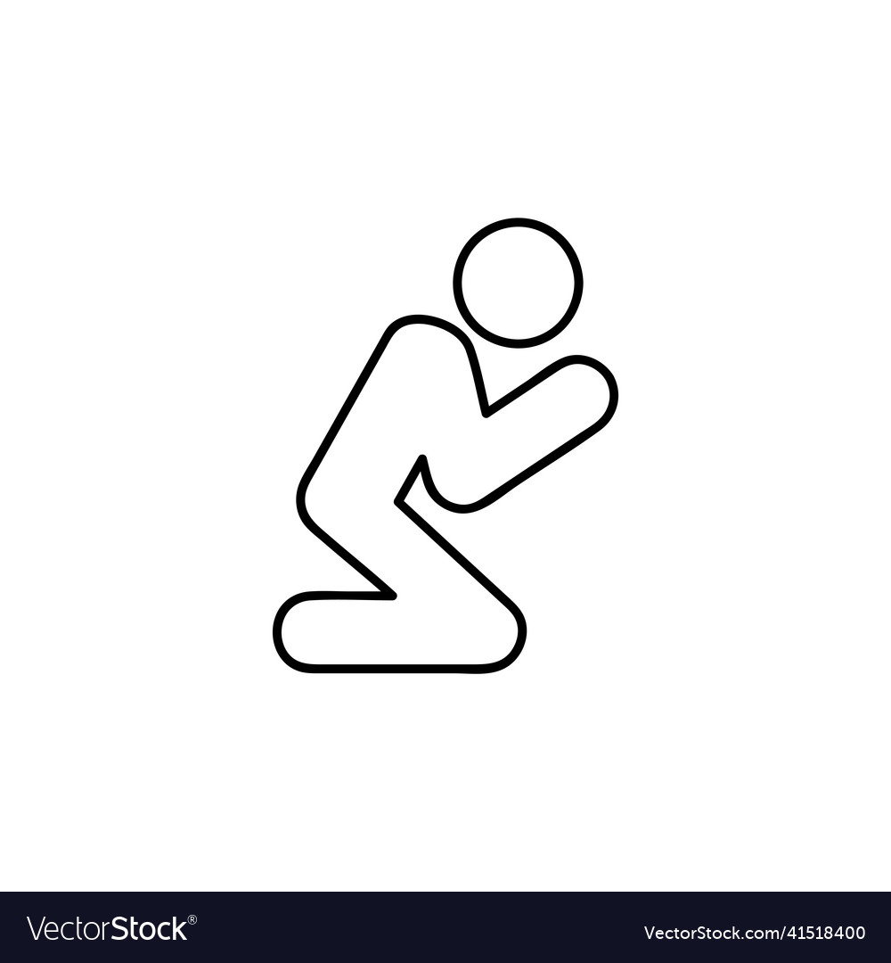 Praying man - minimal line web icon simple vector image Praying man - minimal line web icon simple