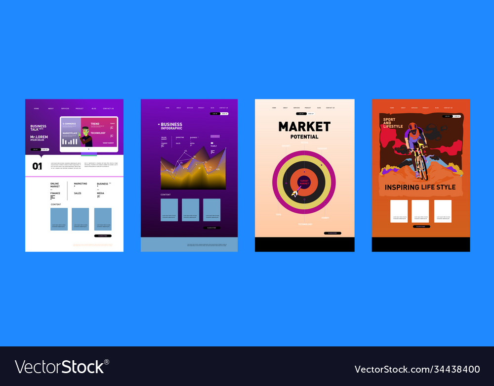 Presentation and website interface layout design Vector Image Presentation and website interface layout design