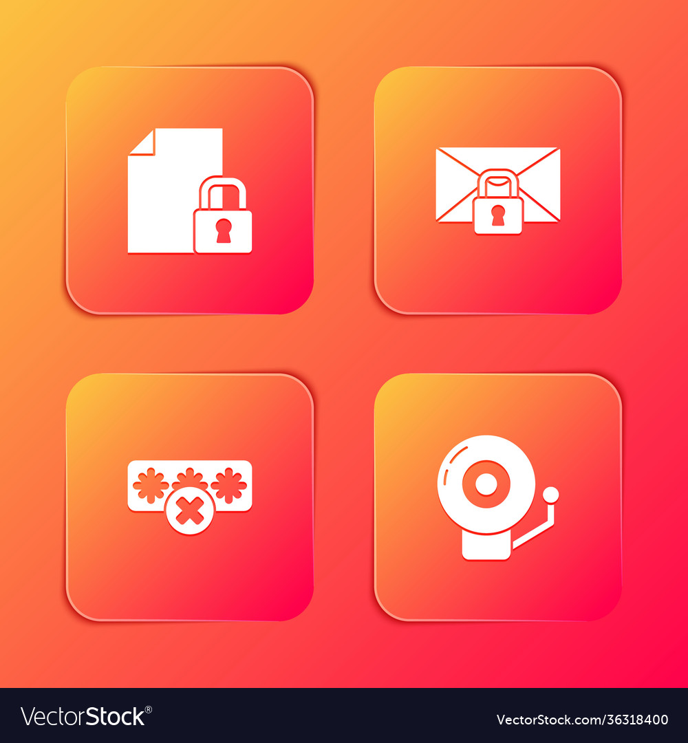 Set document and lock mail message password vector image Set document and lock mail message password