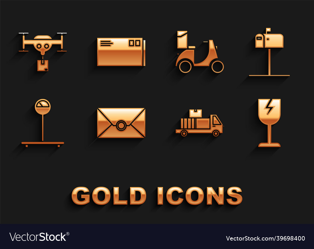 Set envelope open mail box fragile broken glass vector image Set envelope open mail box fragile broken glass