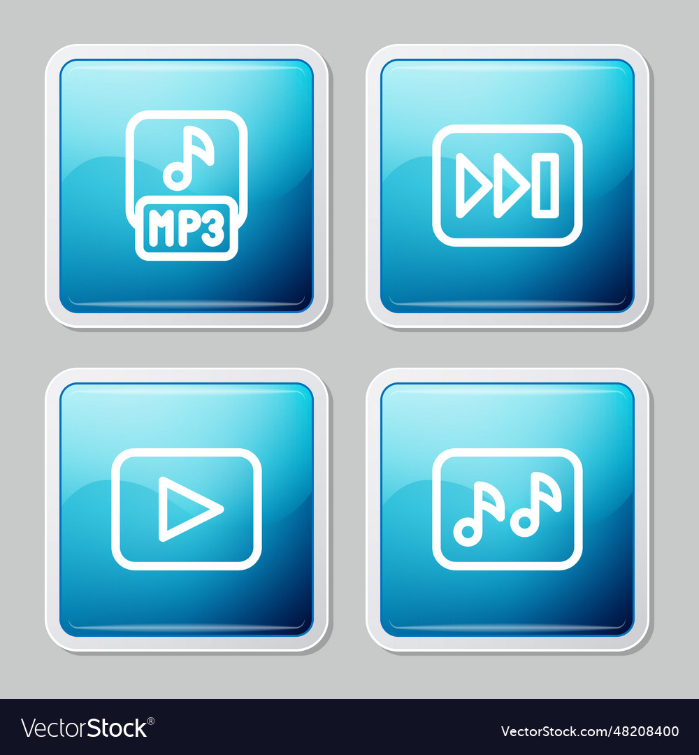 Set line mp3 file fast forward play button Vector Image Set line mp3 file fast forward play button