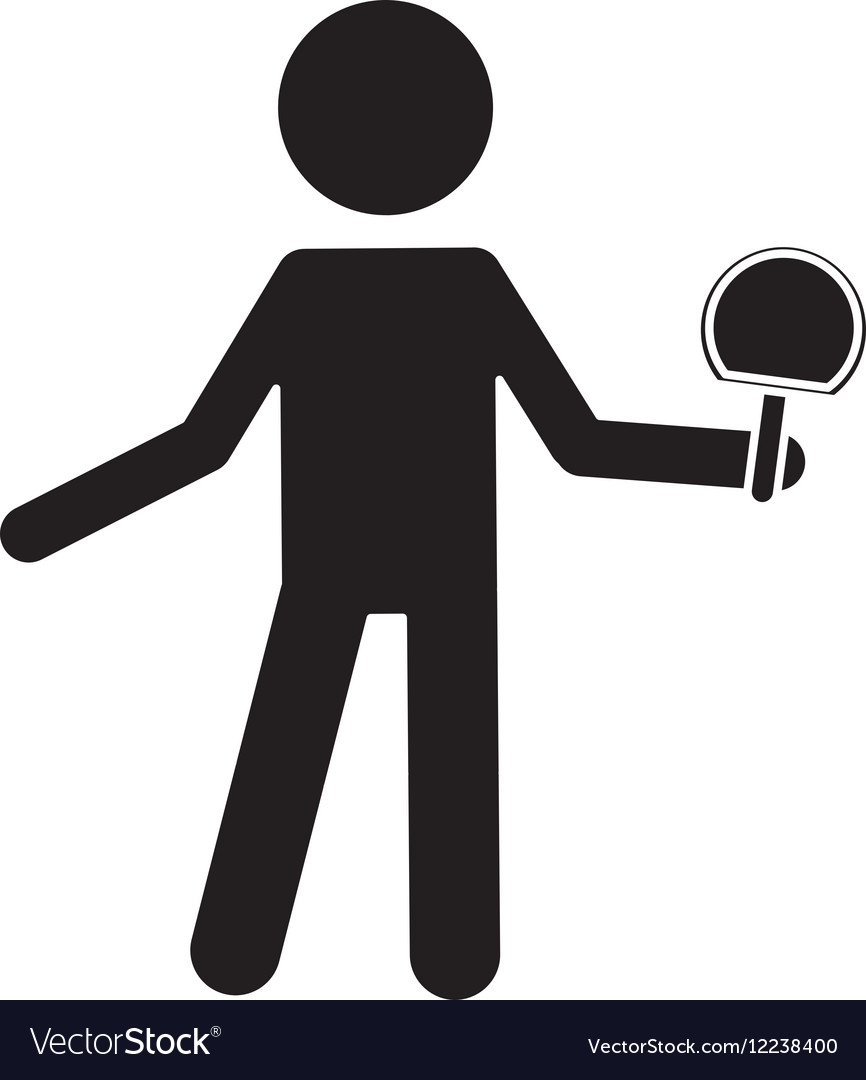Silhouette Charakter ping-pong Spieler mit Schläger