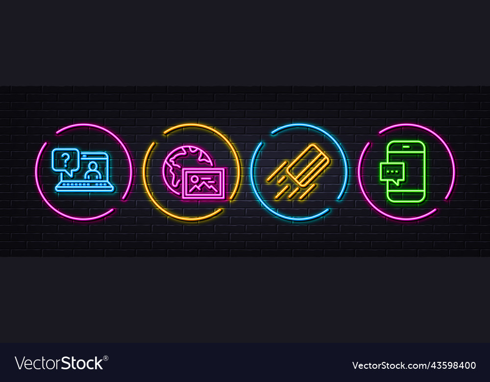 Web photo credit card and faq minimal line icons Vector Image Web photo credit card and faq minimal line icons