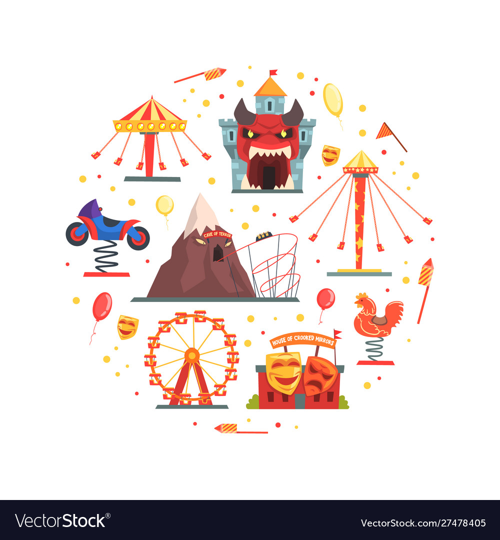 Amusement park elements circular shape festive