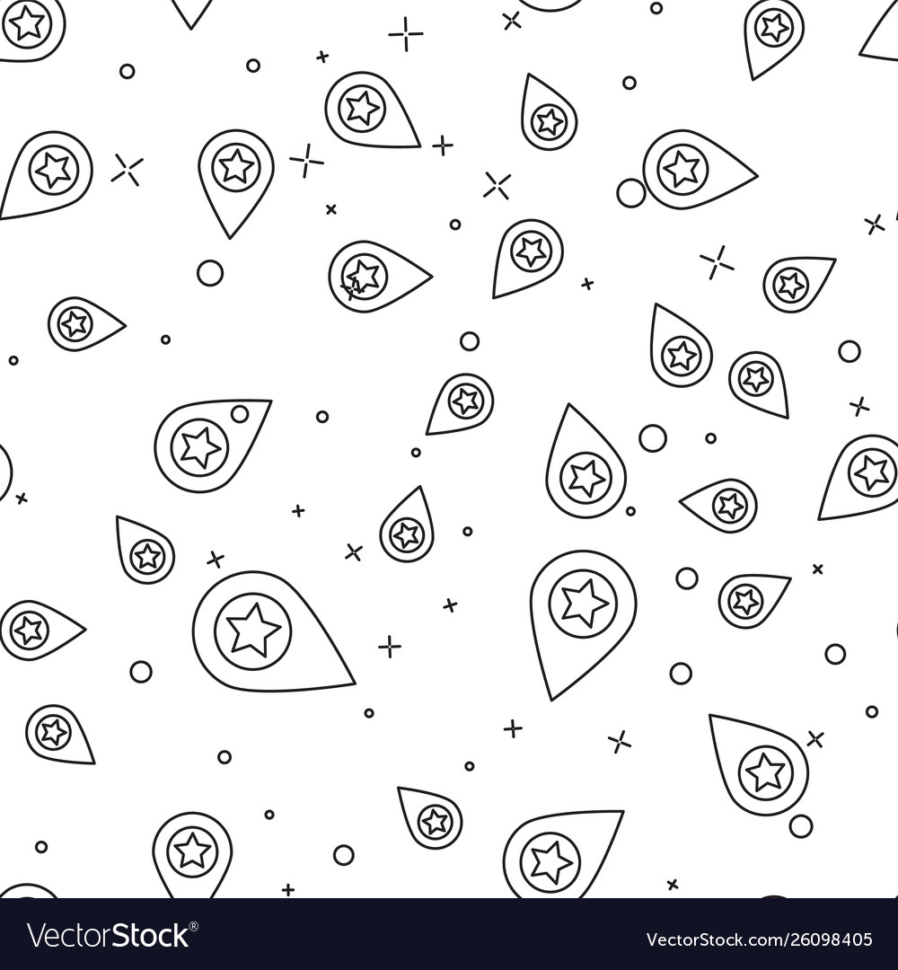Black map pointer with star icon isolated vector image Black map pointer with star icon isolated