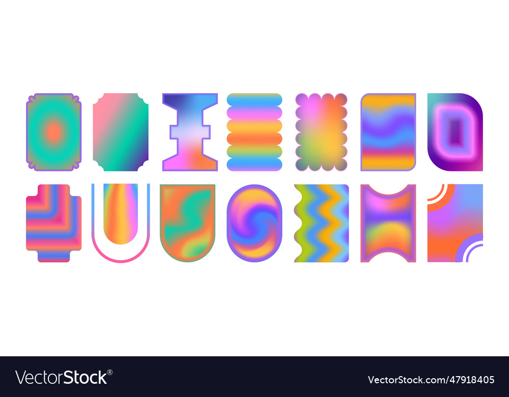 Color gradient blend frames and shapes set vector image Color gradient blend frames and shapes set