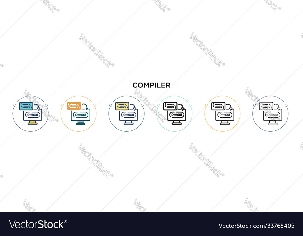 Compiler icon in filled thin line outline Vector Image Compiler icon in filled thin line outline