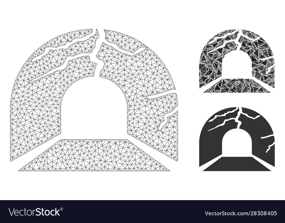Corrupted tunnel mesh 2d model and triangle vector image Corrupted tunnel mesh 2d model and triangle