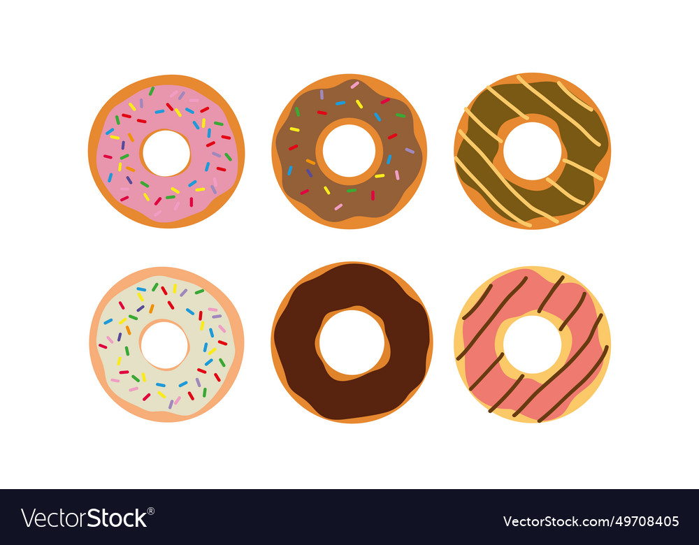 Donuts with different color frosting set