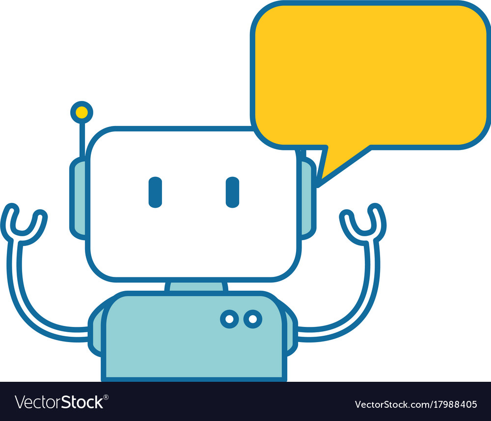 Electronic robot with speech bubble character