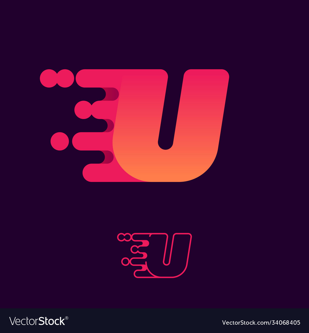 Fast speed letter u logo with lines and dots