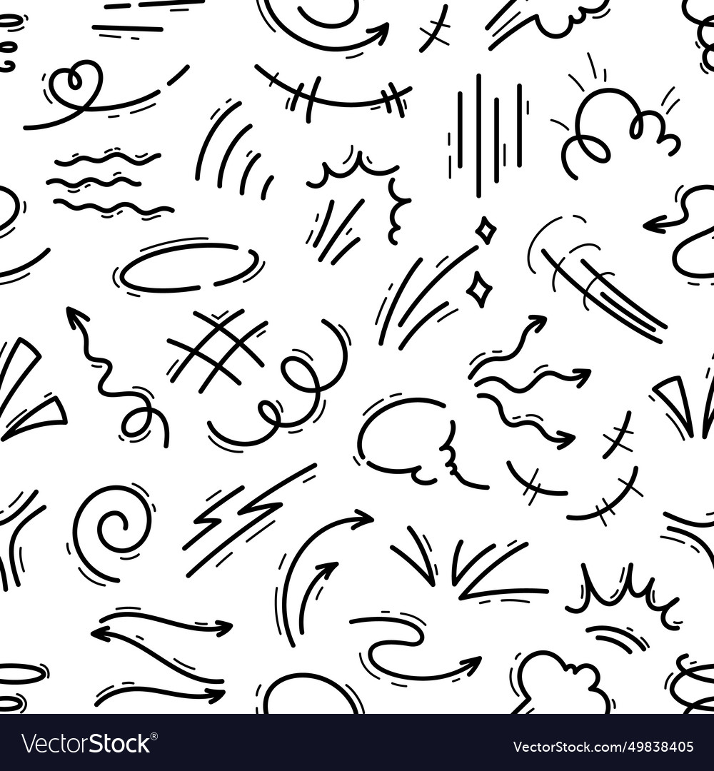 Hand drawn movement motion lines seamless pattern