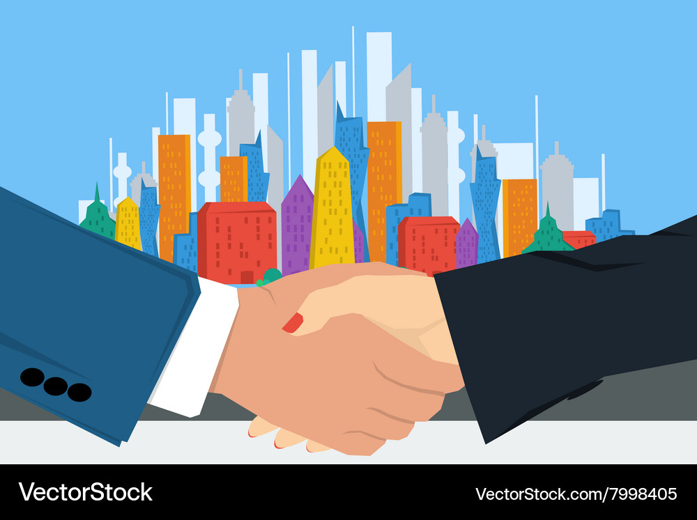 Handshake man and women Royalty Free Vector Image